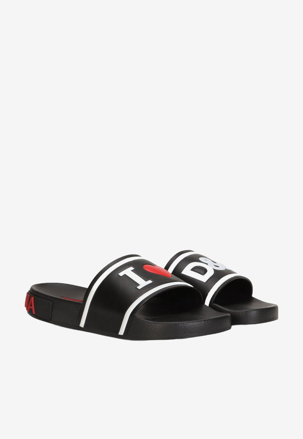 Dolce 
Gabbana Logo Rubber Slides Black CW0142 AO235 8B438