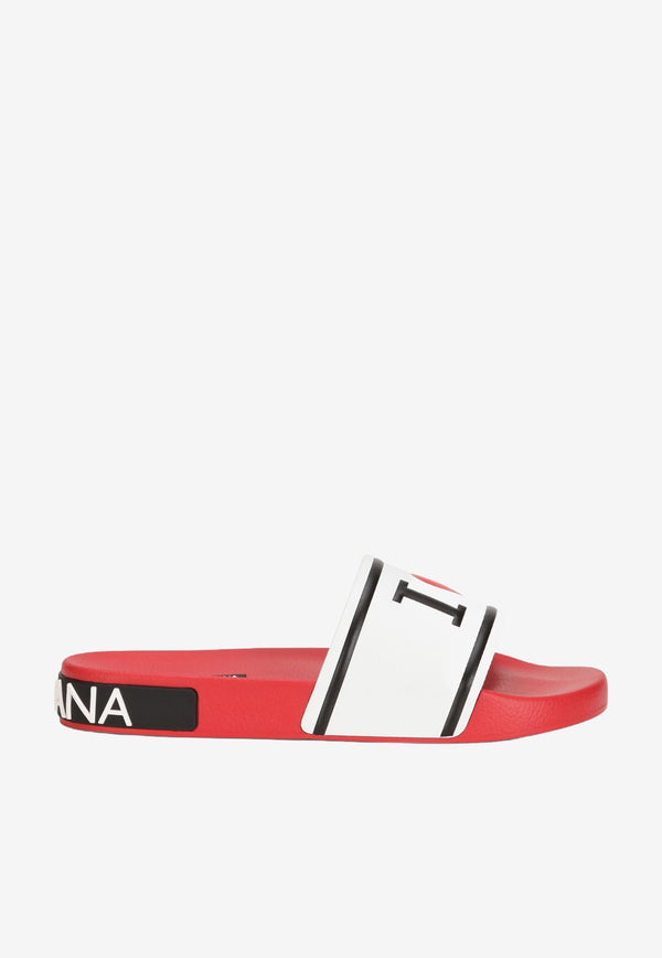 Dolce 
Gabbana Logo Rubber Slides Red CW0142 AO235 8T900