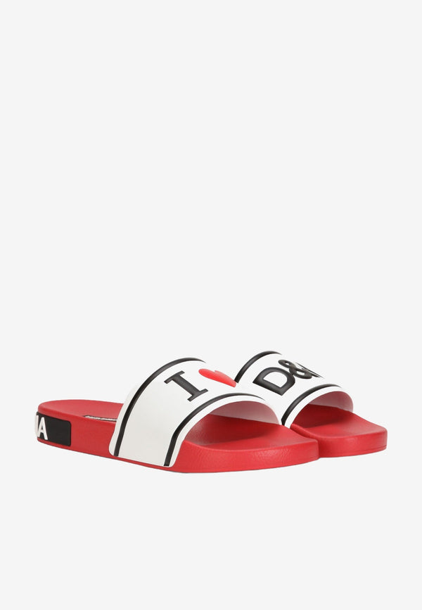 Dolce 
Gabbana Logo Rubber Slides Red CW0142 AO235 8T900