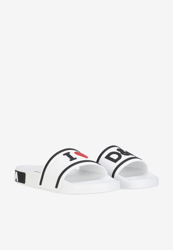 Dolce 
Gabbana Logo Rubber Slides White CW0142 AO235 8T908