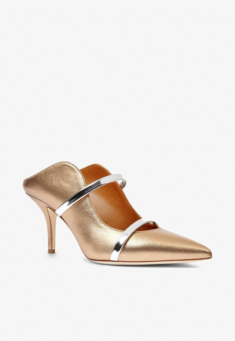 Maureen 70 Mules in Metallic Nappa Leather