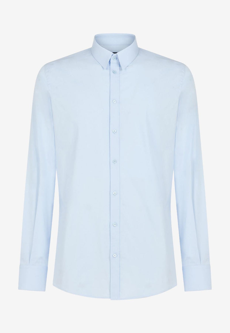 Dolce 
Gabbana Blue Slim Fit Long-Sleeved Shirt in Cotton G5EJ0T FUEEE B1581