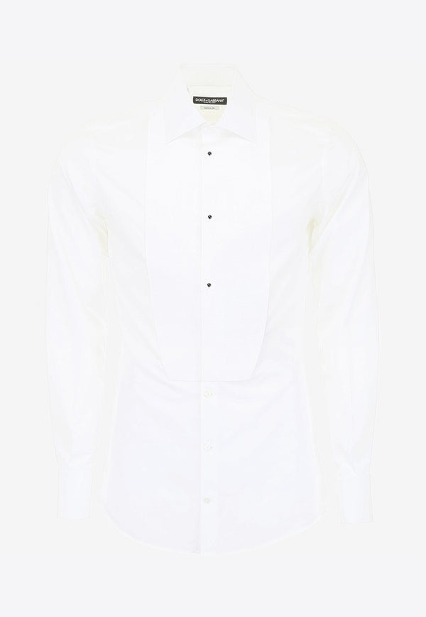 Dolce 
Gabbana White Slim Fit Tuxedo Shirt in Cotton Poplin G5EN5T FU5K9 W0800