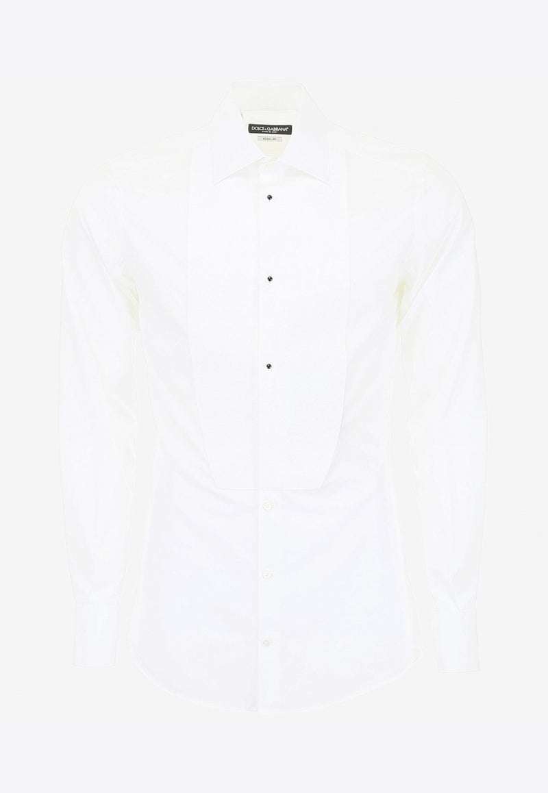 Dolce 
Gabbana White Slim Fit Tuxedo Shirt in Cotton Poplin G5EN5T FU5K9 W0800