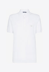 Dolce 
Gabbana White Logo Plate Polo T-shirt in Cotton Piqué G8KK1T FU7EN W0800