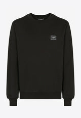 Dolce 
Gabbana Rubberized Logo Plate Cotton Pullover Sweatshirt Black G9PD3T FU7DU N0000