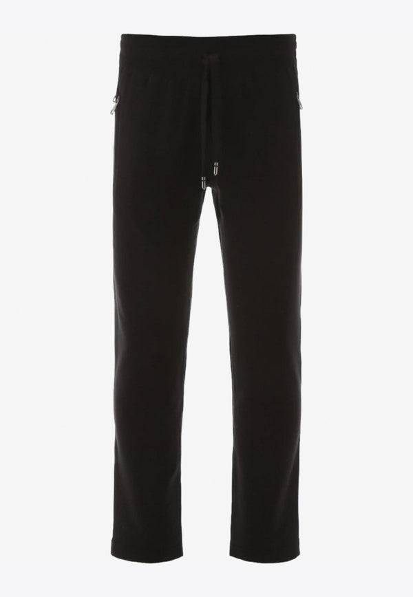 Dolce 
Gabbana Logo Plate Tapered Cotton Track Pants Black GYWEAT FU7DU N0000