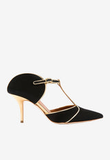 Malone Souliers Black Imogen 70 Suede T-strap Mules IMOGEN 70-8 BLACKGOLD