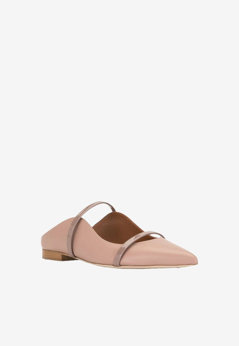 Malone Souliers Pink Maureen Flat Mules in Nappa Leather MAUREEN FLAT 3 DOVE