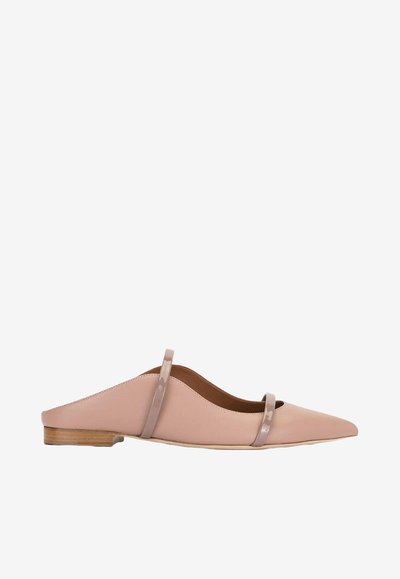 Malone Souliers Pink Maureen Flat Mules in Nappa Leather MAUREEN FLAT 3 DOVE