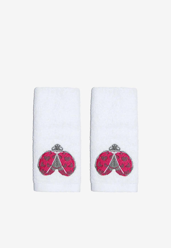 Stitch Jo Lady Bug Face Towels - Set of 2 White