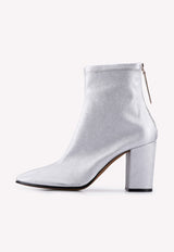 Metallic Leather Pointed Ankle Boots