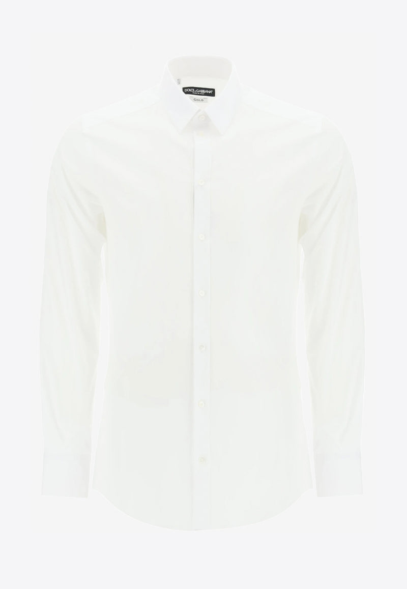 Dolce 
Gabbana White Slim Fit Long-Sleeved Shirt in Stretch Cotton G5EJ0T FUEEE W0800