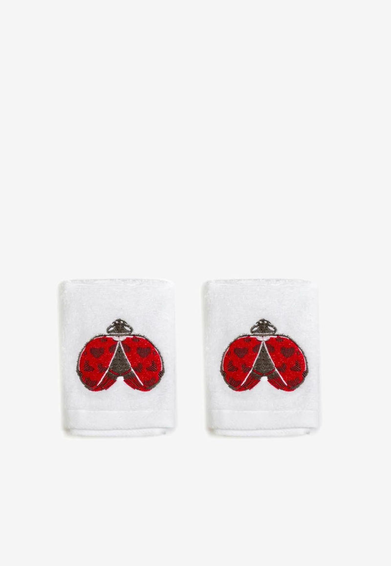 Stitch Jo Ladu Bug Hand Towels - Set of 2 White