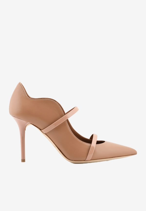 Malone Souliers Maureen 85 Nappa Leather Mules-Nude-MaureenPump 85-2NUDE