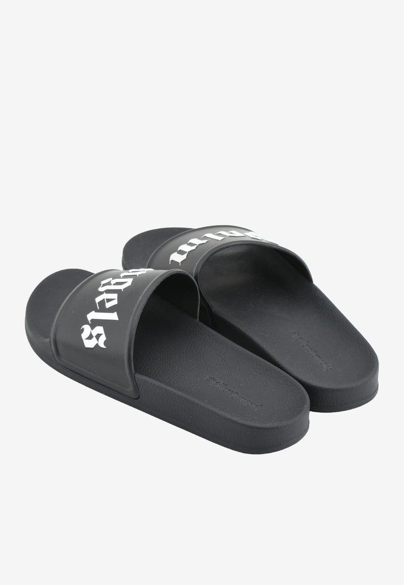 Palm Angels Logo Print Rubber Pool Slides PMIA014S202760231001BLACK