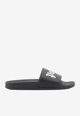 Palm Angels Logo Print Rubber Pool Slides PMIA014S202760231001BLACK