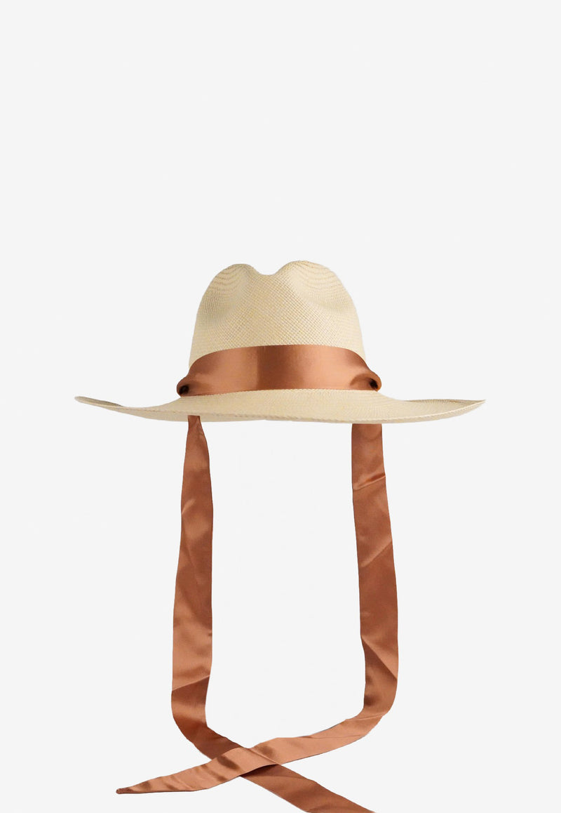 Van Palma Helios Hat in Toquilla Straw with Satin Ribbon