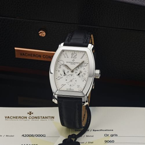 VACHERON & CONSTANTIN REF. 42008 WHITE GOLD ROYAL EAGLE. Vacheron Constantin, Genève, 'Royal Eagle Day-Date,' Ref. 42008/2, case No. 1134405. Made circa 2009.. Very fine, tonneau-shaped, self-winding, water-resistant, 18K white gold wristwatch with day an