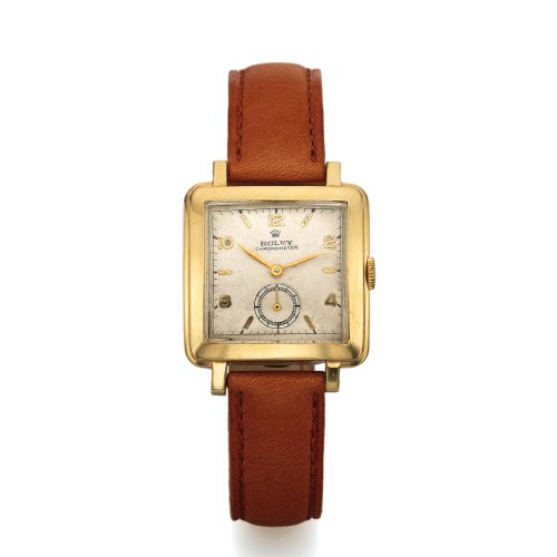 ROLEX REF. 4645 STEEL & GOLD AUTOMATIC. Rolex, Chronometer, case No. 682184, Ref. 4645. Made in the. late1940's.. Fine and rare, square, self-winding, stainless steel and gold. wristwatch.