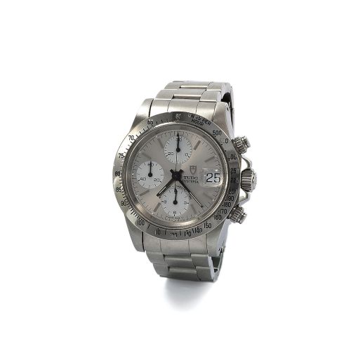TUDOR REF. 79180/79160 CHRONO TIME STEEL. Tudor, Oysterdate, Chrono Time, case No.B538342. Ref.79180/79160. Made in the late 1990s.. Fine, self-winding, water resistant, stainless steel wristwatch. with round button chronograph, registers, tachometer date