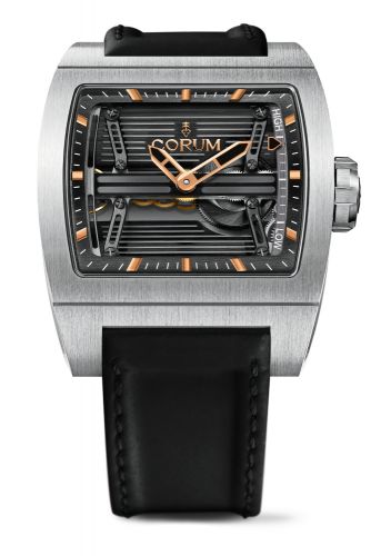 Corum, Ti-Bridge Power. Reserve for Only Watch. Corum, Ti-Bridge Power Reserve. Ref. B107/02206 - 107.211.04/0F61 0000. Fine and unique, titanium and 18k red. gold tonneau-shaped wristwatch with. hand-engraving and power reserve. indication. Accompanied b