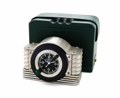 BREGUET LIMITED EDITION.8-DAY CLOCK WITH CHRONOGRAPH.Breguet, No. 3669J. Ref No. 6180RB/92. Made in a limited.edition of 300 pieces from 1998 to 1999..Very fine and unusual, substantial, polished stainless steel.aluminum and black anodized, 8 day going ke