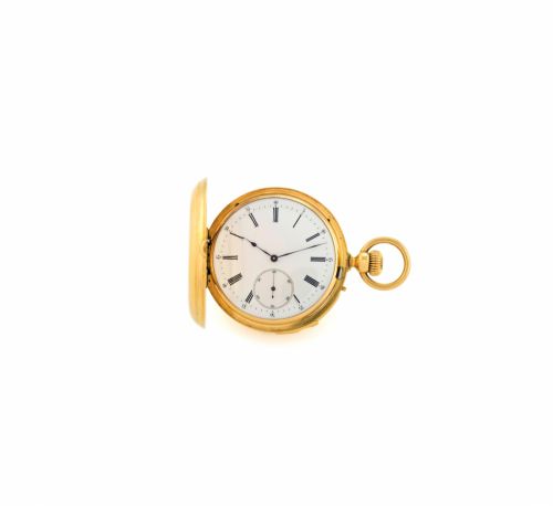 LOUIS AUDEMARS.MINUTE REPEATING POCKET WATCH.Louis Audemars, No. 10916, retailed by Charles Oudin.Horloger de la Marine, 52 Palais Royal, Paris, No. 23797. Made.circa 1870..Extremely fine, 18K yellow gold, minute-repeating, hunting-.cased, keyless pocket 