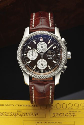 BREITLING REF. P19362 FOR BENTLEY.SPECIAL EDITION PLATINUM BEZEL.Breitling for Bentley, Mark VI Compl. 19, Automatic, Certified.Chronometer Special Edition, No. 2282637, Ref. P19362. Made in.2009, sold October 15th, 2009..Fine, stainless steel and platinu