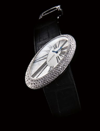 CARTIER REF. WJ301949 HYPNOSE.DIAMOND AND WHITE GOLD.Cartier, Paris, Hypnose, case No. 20220CE. Made circa 2000s..Very fine and elegant, oval, 300 diamonds and 18K white gold lady's quartz wristwatch with an 37 diamonds and 18K white gold Cartier clasp. A