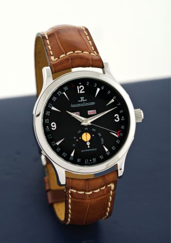 JAEGER-LECOULTRE MASTER MOON TRIPLE DATE CALENDAR.Jaeger-LeCoultre, Master Calendar, Automatic, case No. 1341, Ref. 140.8.98.S. Made circa 2002..Fine, self-winding, water-resistant, stainless steel wristwatch with triple.date calendar, moon phases and a s