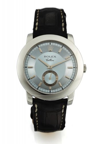 ROLEX REF. 5241 CELLINI PLATINUM.Rolex, Cellini, Cellinium, case No. D759726.Ref. 5241 /6. Made circa 2005..Fine and rare, platinum wristwatch with a platinum.Rolex deployant clasp.