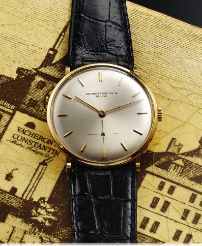 VACHERON CONSTANTIN REF. 6483 YELLOW GOLD.Vacheron & Constantin, Genève, No. 553182, case No. 376777.Ref. 6483. Made circa 1960..Very fine and elegant, flat, 18K yellow gold wristwatch..Accompanied by a fitted box, featuring on the cover a picture of.the 