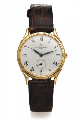 VACHERON & CONSTANTIN.REF. 92239 YELLOW GOLD.Vacheron Constantin, Geneve, Les Historiques,.movement No. 767423, case No. 625392, Ref. 92239..Made circa 1992..Fine and elegant, thin, 18K yellow gold wristwatch with.an 18K yellow gold Vacheron Constantin bu