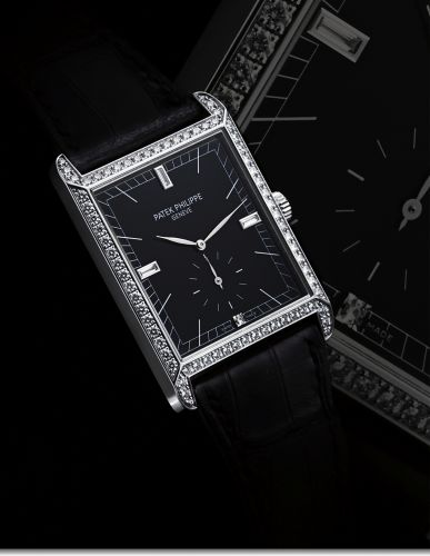 PATEK PHILIPPE REF. 5112 WHITE GOLD.DIAMOND GONDOLO.Patek Philippe, Genève, Gondolo, No. 1894105, case No. 4341198, Ref. 5112G..Made circa 2006..Very fine, large, rectangular, 18K white gold and diamond wristwatch with an.18K white gold Patek Philippe buc