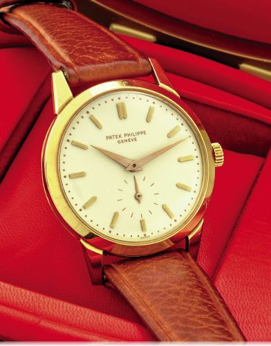 PATEK PHILIPPE REF. 2577 ENAMEL DIAL YELLOW GOLD.Patek Philippe & Cie, Genève, No. 747947, case No. 699556, Ref. 2577. Made circa 1958..Extremely fine and rare, oversized, 18K yellow gold gentleman's wristwatch with enamel dial with.an 18k yellow gold Pat