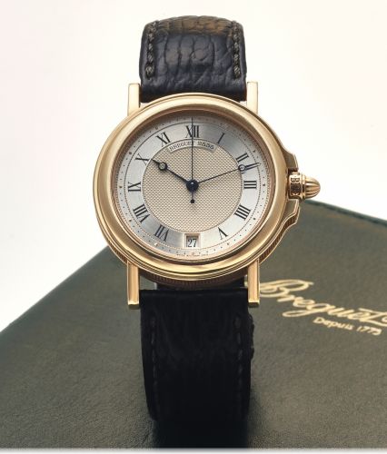 BREGUET MARINE AUTOMATIC YELLOW GOLD.Breguet, Horloger de La Marine, case No. 2535F, Ref. 3400BA..Sold on October 11th, 1996..Very fine, center-seconds, self-winding, water-resistant, 18K.yellow gold wristwatch with date and an 18K yellow gold.Breguet dep