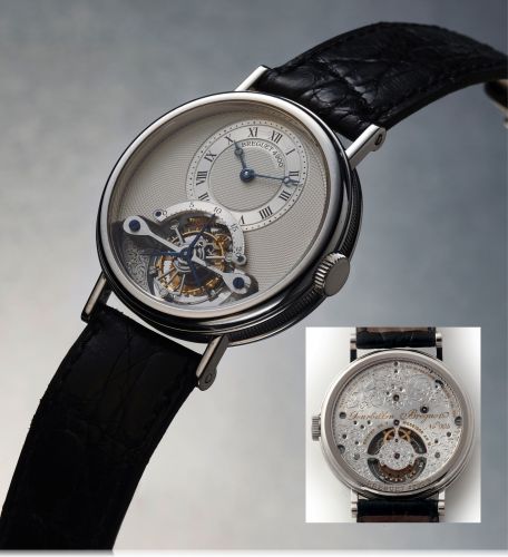 BREGUET, REF. 3450, BREVET DU 7 MESSIDOR AN 9 WHITE GOLD.Breguet, ''Brevet du 7 Messidor An 9'', Tourbillon No. 005, No. 4900 B, Ref. 3450..Made in the 1990..Very fine and rare, white gold wristwatch with visible one-minute tourbillon.regulator with a whi