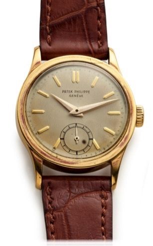 PATEK PHILIPPE REF. 2545 WATER-RESISTANT.CALATRAVA YELLOW GOLD.Patek Philippe & Cie, Genève, No. 723947, case No. 307271 Ref. 2545. Made circa 1955. Production of this reference started in 1954..Very fine and rare, water-resistant, 18K yellow gold wristwa
