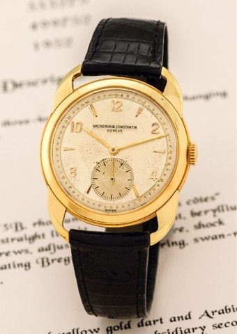VACHERON CONSTANTIN REF. 4659 YELLOW GOLD.Vacheron & Constantin, Genève, No. 499752, case No..333275, Ref. 4659. Made in 1952..Very fine and rare, large, 18K yellow gold wristwatch with an.18K yellow gold Vacheron Constantin buckle. Accompanied.by a Certi