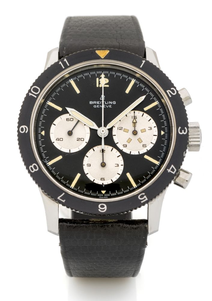BREITLING, CO-PILOT, REF. 7650, NEW OLD STOCK A fine and large manual wind stainless steel chronograph wristwatch.