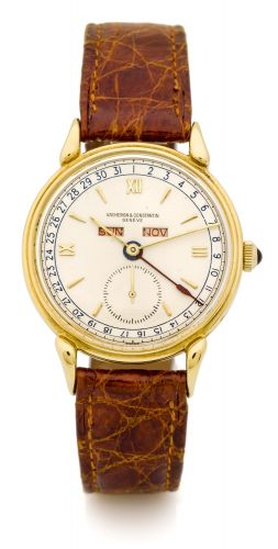 VACHERON & CONSTANTIN REF. 4240 TRIPLE CALENDAR PINK GOLD Fine and rare, manual wind 18K pink gold wristwatch with triple date calendar, claw lugs.