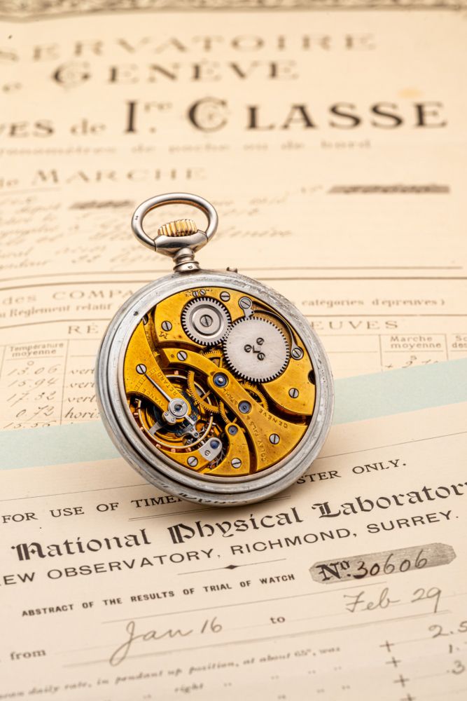 CHRONOMETER PRECISION WATCH FOR GENEVA OBSERVATORY TRIAL AND RICMOND OBSERVATORY TRIAL.