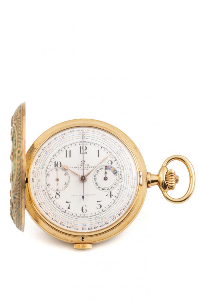 OMEGA, REF. KOV 241, CHRONOGRAPH, ENAMEL DIAL, PLIQUE A JOUR