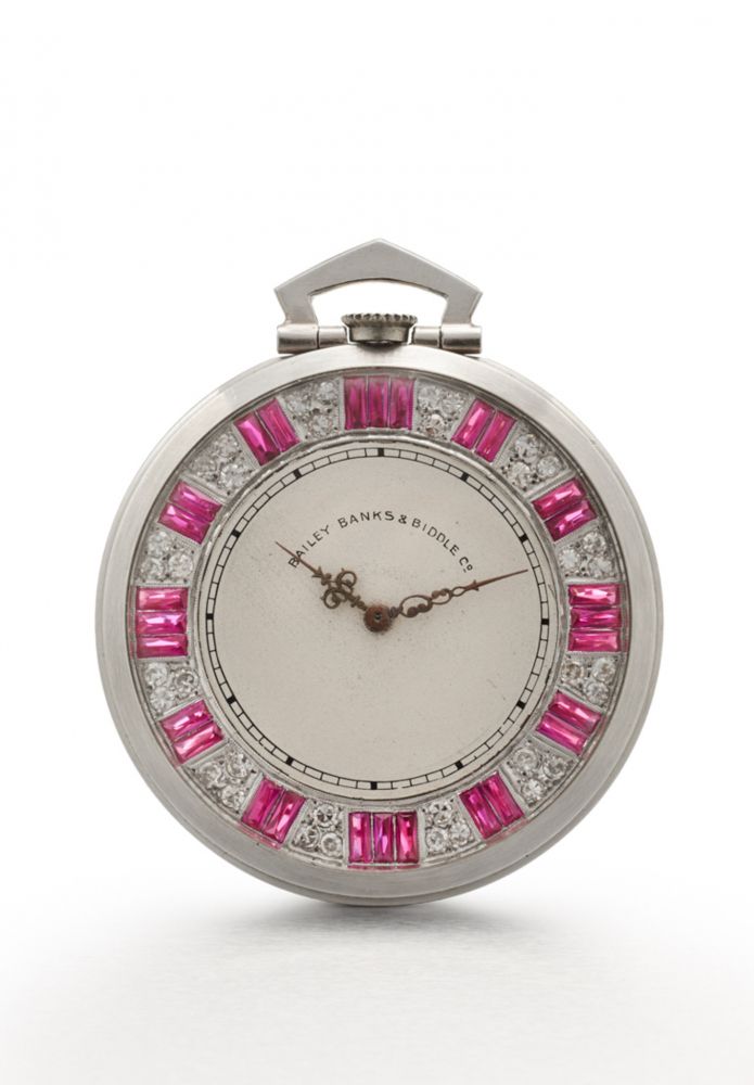 C. H. MEYLAN FOR BAILEY, BANKS & BIDDLE CO. ART NOUVEAU DRESS-WATCH. PLATINUM, DIAMONDS AND RUBIES