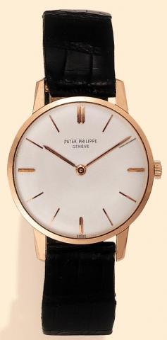 Patek Philippe & Cie, Gen?ve, No. 789342, case No. 2622417, Ref. 2599. Produced circa 1965. Fine flat, 18K pink gold gentleman's wristwatch with an 18K pink gold Patek Philippe buckle.
