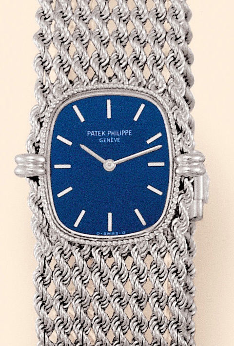 Patek Philippe & Co., Geneve, No. 1277251, case no. 2756902, Ref: 4266/2. Made in the 1970s. Fine 18K white gold integral lady's bracelet wristwatch with Patek Philippe 18K white gold bracelet.