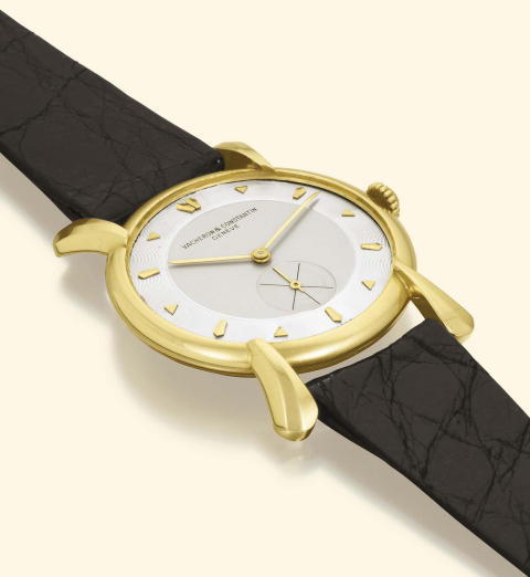 So-called Giraffa Vacheron & Constantin, Geneve, No. 488447, case No. 377697, Ref. 4778. Made in 1951. Very fine and rare, 18K yellow gold gentleman's wristwatch with fancy lugs and a yellow gold Vacheron Constantin buckle. Accompanied by a Certificate of