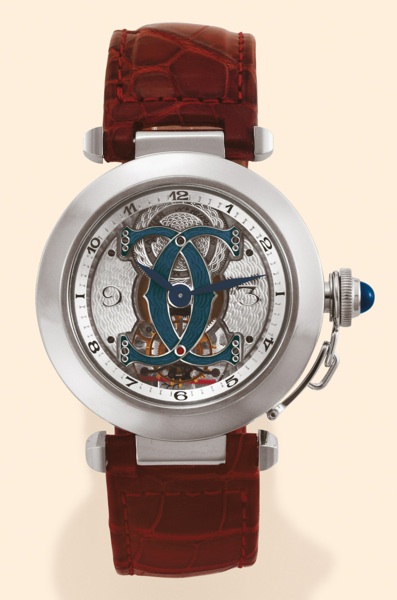 Limited Edition 19/20.Cartier Paris, Collection Priv_e, Pasha de.Cartier Tourbillon, No. 19/20, ref 2406. Made.in a limited edition of 20 examples in 2000, with a specially.designed movement with enamel bridge..Extremely fine and rare, water-resistant, 18