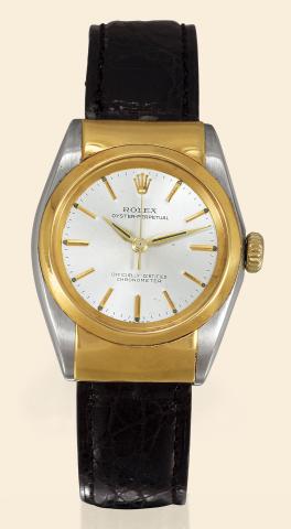 Ref. 6064, Steel & Yellow Gold.So-Called Rigid Hooded.Rolex, Oyster Perpetual, Officially Certified.Chronometer, Ref. 6064, Super Oyster Crown. Made in the.1950s..Fine, centre seconds, self-winding, water-resistant, stainless.steel and yellow gold gentlem